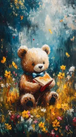 Teddy Bear and Wildflowers Art