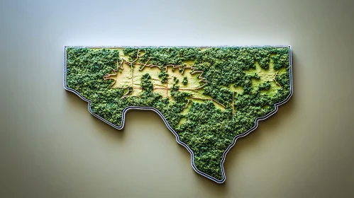 Textured Relief Map Depicting Green Landscape