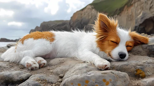 Relaxed Dog at the Shore