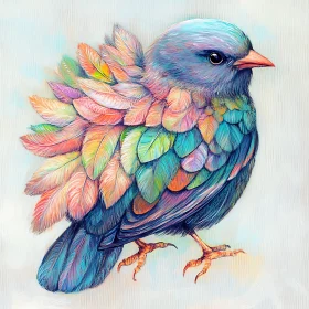 Whimsical Bird with Pastel Plumage Artwork