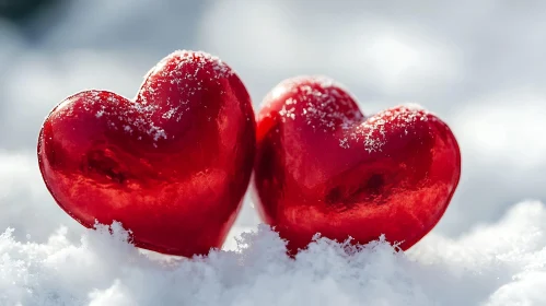 Red Hearts on Snow, Winter Romance