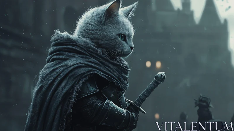 AI ART Armored Cat with Sword