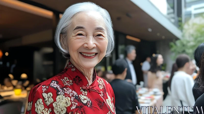 Elegant Elderly Woman Smiling Portrait AI Image