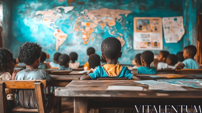 Young Students in a School Classroom AI Image