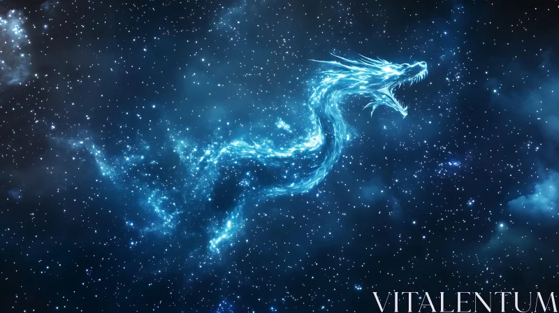 AI ART Glowing Dragon Among the Stars