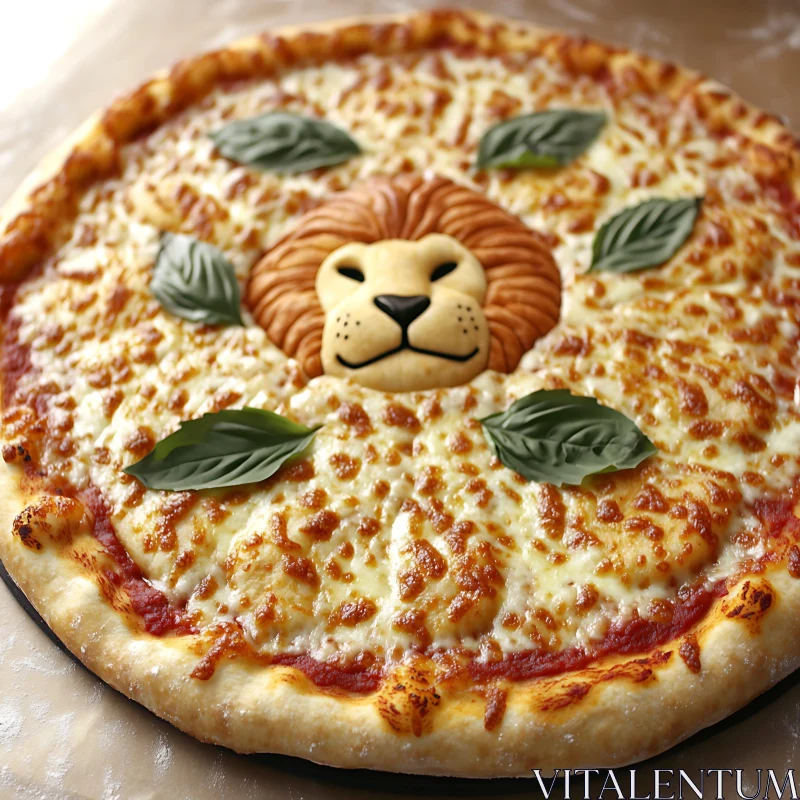 AI ART Pizza with Lion Design