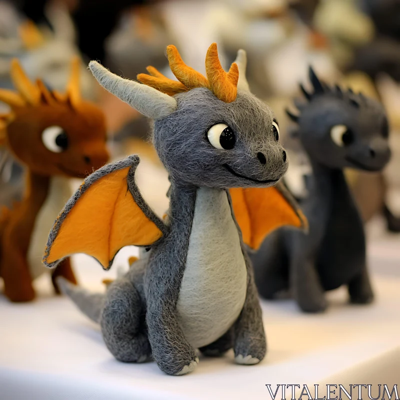 AI ART Felt Dragon Toy with Orange Wings