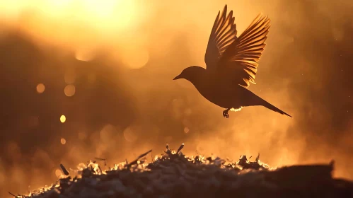 Bird Flying at Sunrise