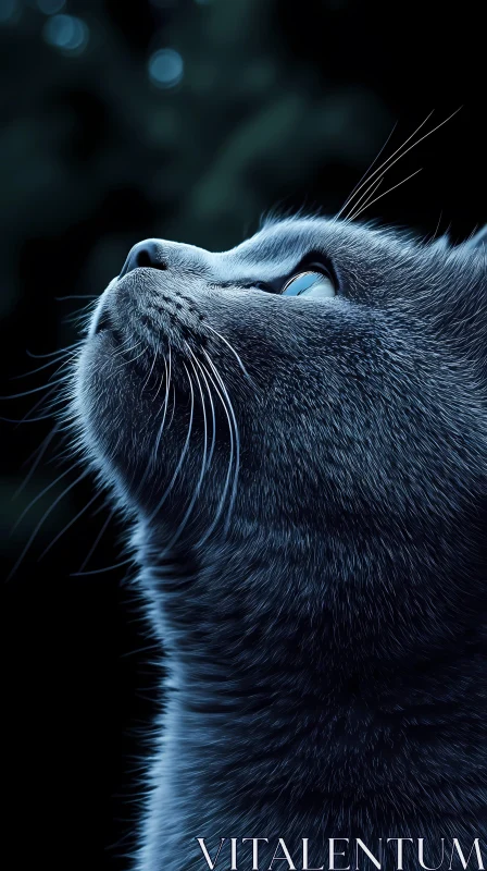 Whiskered Elegance: Cat Looking Up AI Image