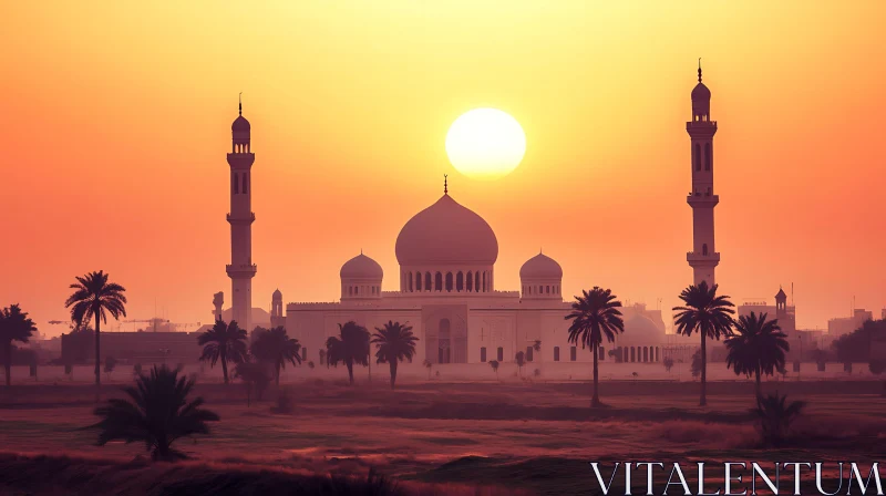 Mosque at Sunset AI Image