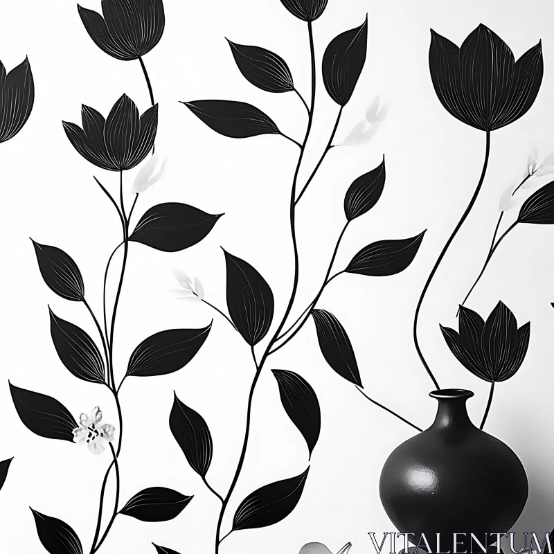 AI ART Minimalist Black and White Flower Design