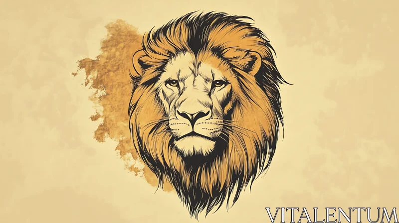 AI ART Lion Head Illustration