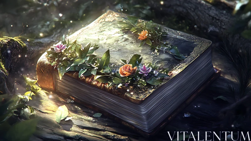 AI ART Floral Grimoire in Forest