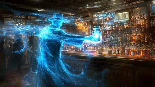 Glowing Ghostly Figure at the Bar