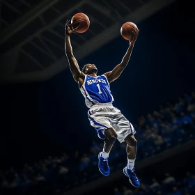 Athlete with Two Basketballs