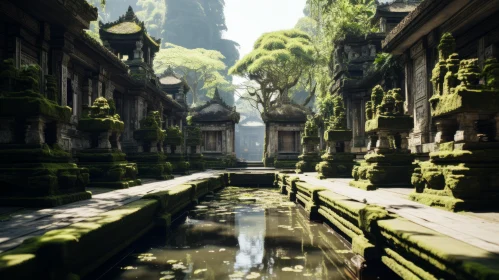 Ancient Temple Amidst Lush Greenery: A Photorealistic Masterpiece