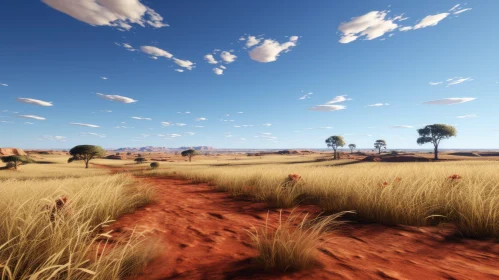 Australian Pastoral Landscape - Grassy Plains and Blue Skies