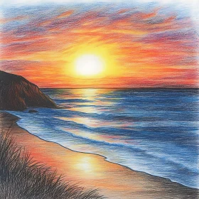 Coastal Sunset Reflection Art Print