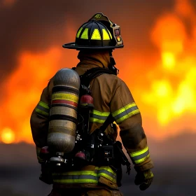Brave Firefighter Facing Intense Blaze