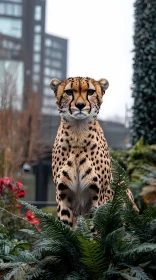 Cheetah Amidst Cityscape