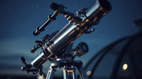 Captivating Night Sky: Observatory Telescope under Starry Skies