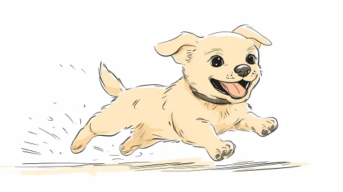 Playful Puppy Cartoon Artwork