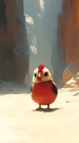 Colorful Chicken and Canyon Landscape