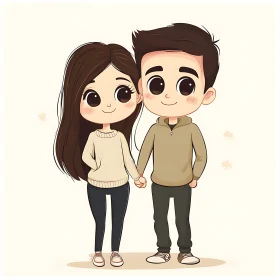 Stylized Couple Holding Hands Art