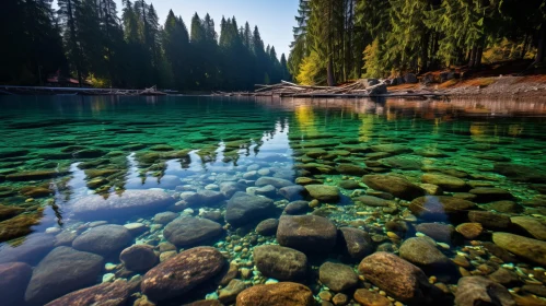 Emerald and Bronze Lake - A Serene Cabincore Aesthetic