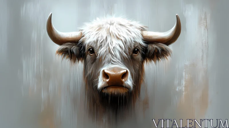 Bull Painting in Neutral Tones AI Image