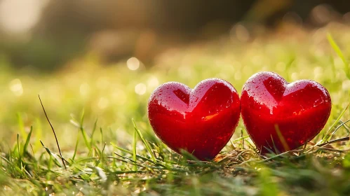 Two Hearts on Green: A Symbol of Love