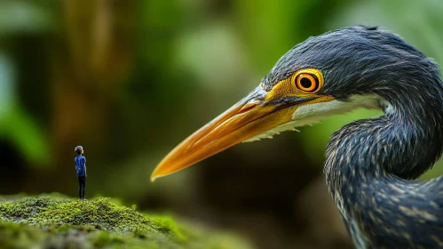 A Child's Gaze: Bird in Natural Habitat