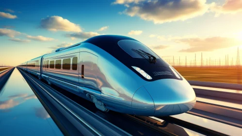 Futuristic High Speed Train in Motion - 3D Render