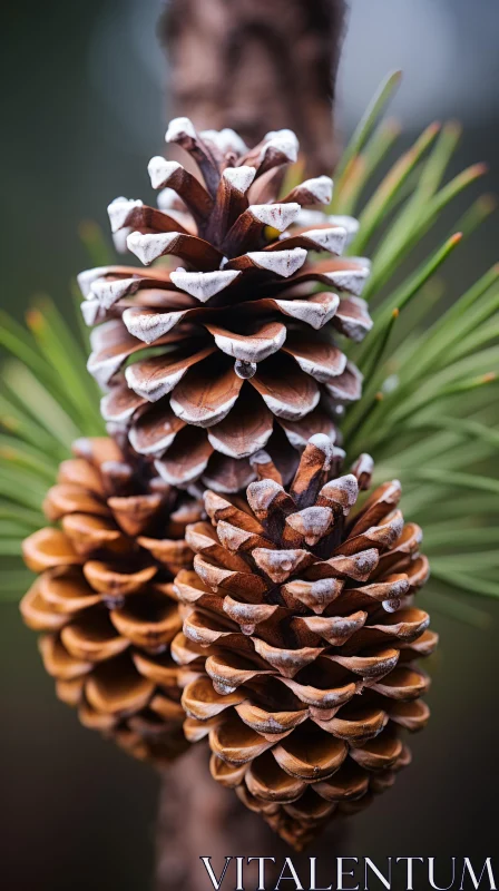 Nature's Symphony: Pine Cones on a Tree Branch AI Image