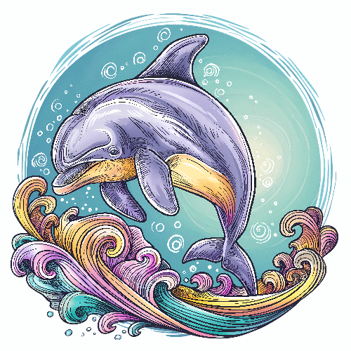 Playful Dolphin Illustration with Joyful Colors POD Design