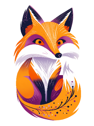 Whimsical Fox Digital Art for Merchandise POD Design