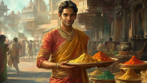 Traditional Indian Market Color Vendor