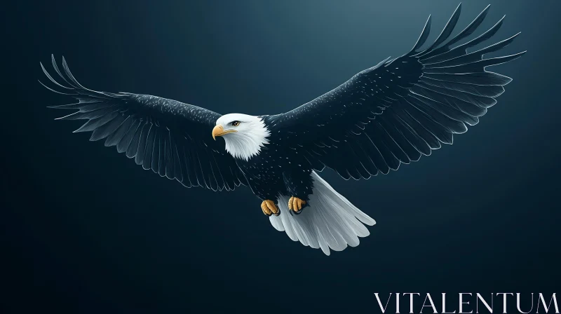 AI ART Soaring Bald Eagle Illustration