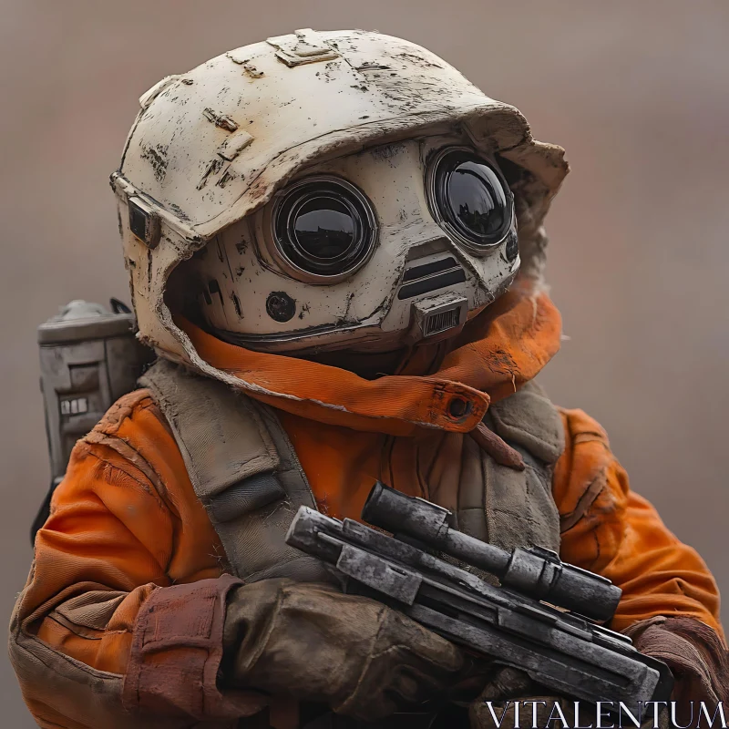 Orange Uniformed Soldier with Goggles AI Image