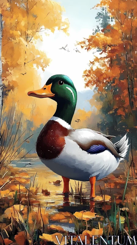 AI ART Autumnal Duck Scene