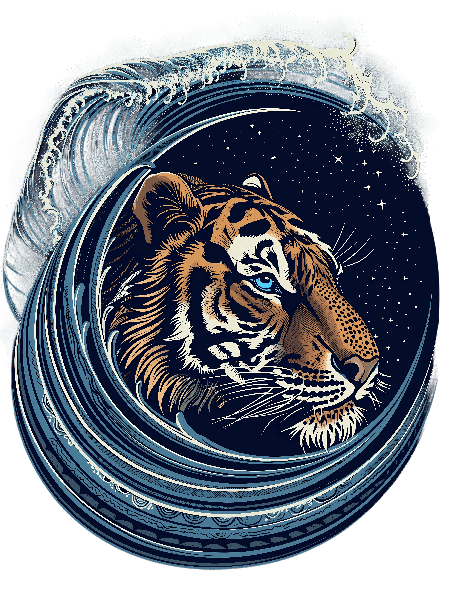 Tiger in Wave Design Tee POD Design