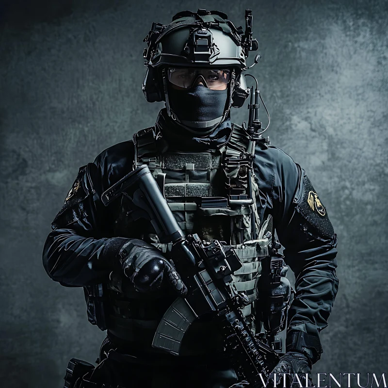 Soldier in Tactical Gear - Military Portrait AI Image