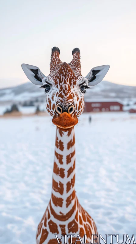 Giraffe in Snow AI Image