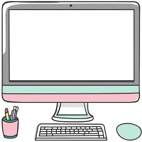 Pastel Computer Workspace Cartoon