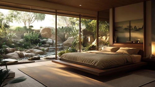 Tranquil Bedroom Design with Garden View