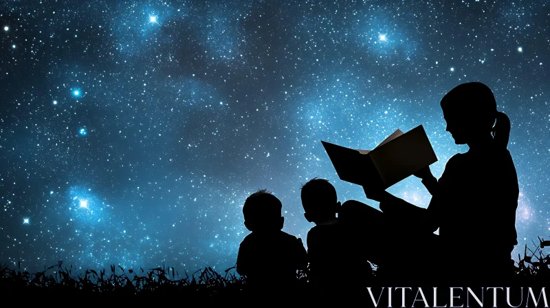 AI ART Family Reading Under the Stars