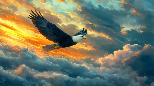 Eagle Flying Against Sunset