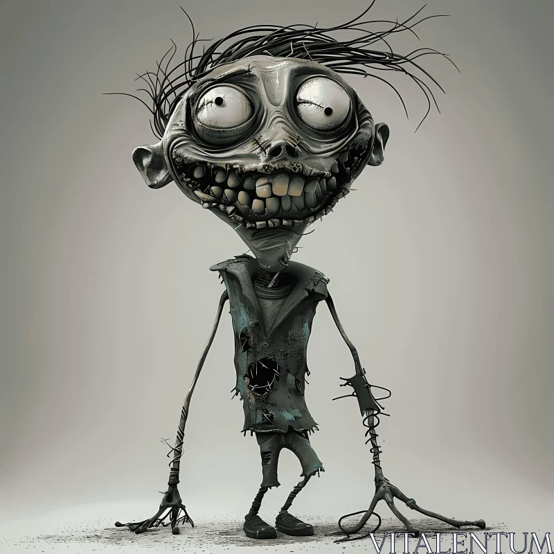 AI ART 3D Rendered Realistic Cartoon Zombie in Spotlight