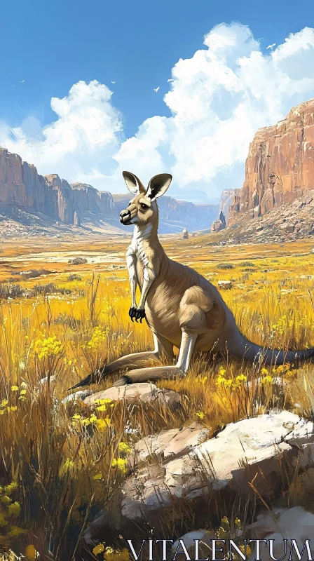 Kangaroo in Australian Desert AI Image