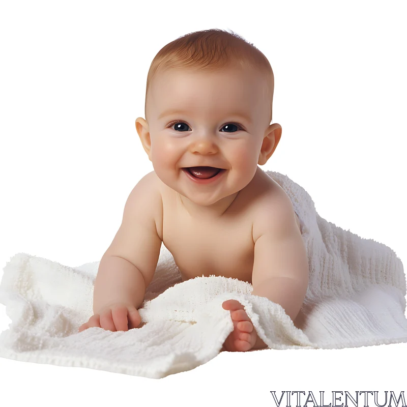 AI ART Smiling Infant in White Towel